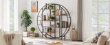 ZNTS Round 5-Tier Metal Plant Stand bookcase storage rack, Indoor Living Room Terrace Garden Balcony W116290852