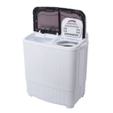 ZNTS Compact Twin Tub with Built-in Drain Pump XPB35-ZK35 14.3lbs Semi-automatic Gray Cover 20107451