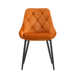 ZNTS Modern Orange Velvet Dining Chairs , Fabric Accent Upholstered Chairs Side Chair with Black Legs for W21068146