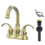 ZNTS Bathroom Faucet 2-Handle Brushed Gold with 360 Degree Rotating Spout, Crescent Moon Style 4-inch 79782502
