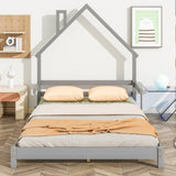 ZNTS Full House-Shaped Headboard Bed with Handrails ,slats ,Grey W504119491