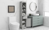 ZNTS Tall Bathroom Cabinet, Freestanding Storage Cabinet with Drawer, MDF Board, Adjustable Shelf, Grey WF289423AAG