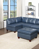 ZNTS Contemporary Genuine Leather 1pc Armless Chair Ink Blue Color Tufted Seat Living Room Furniture B01151379