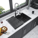 ZNTS 33x22 inch Sink Drop In Gunmetal Black 16 Gauge Stainless Steel 33" Single Bowl Topmount W124353886
