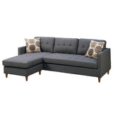 ZNTS Linen-Like Fabric Reversible Sectional Sofa in Blue Grey B01682385