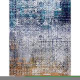 ZNTS ZARA Collection Abstract Design Turquoise Gray Rust Machine Washable Super Soft Area Rug B03068258
