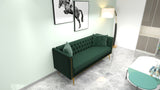 ZNTS Modern Flat Armrest Living Room Sofa Green Three Seat Sofa With Two Throw Pillows W156181112
