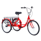 ZNTS Adult Tricycle Trikes,3-Wheel Bikes,24 Inch Wheels 7 Speed Cruiser Bicycles with Large Shopping W101966200