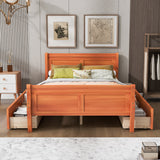 ZNTS Full Size Wood Platform Bed with 4 Drawers and Streamlined Headboard & Footboard, Oak WF308631AAD