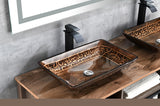 ZNTS 22.25" L -14.5" W -4 4-3/8 in. Hen Handmade Glass Rectangle Vessel Bathroom Sink in Brown and W92851594