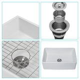 ZNTS Whitehouse Sink - 30 inch Kitchen Sink Apron-front White Ceramic Reversible Single Bowl Kitchen W124352755