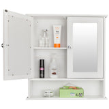 ZNTS Double Door Mirror Indoor Bathroom Wall Mounted Cabinet Shelf White 06193321