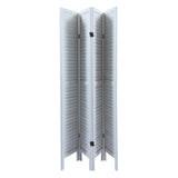 ZNTS Sycamore wood 4 Panel Screen Folding Louvered Room Divider - Old white W104169015
