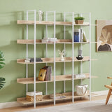 ZNTS 5 Tier Bookcase Home Office Open Bookshelf, Vintage Industrial Style Shelf, MDF Board, White Metal WF300935AAC