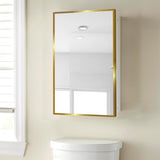 ZNTS 16*28 inches White Metal Framed Wall mount or Recessed Bathroom Medicine Cabinet with Mirror W1355P143971