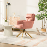 ZNTS Pink Velvet Contemporary High-Back Upholstered Swivel Accent Chair W116470751