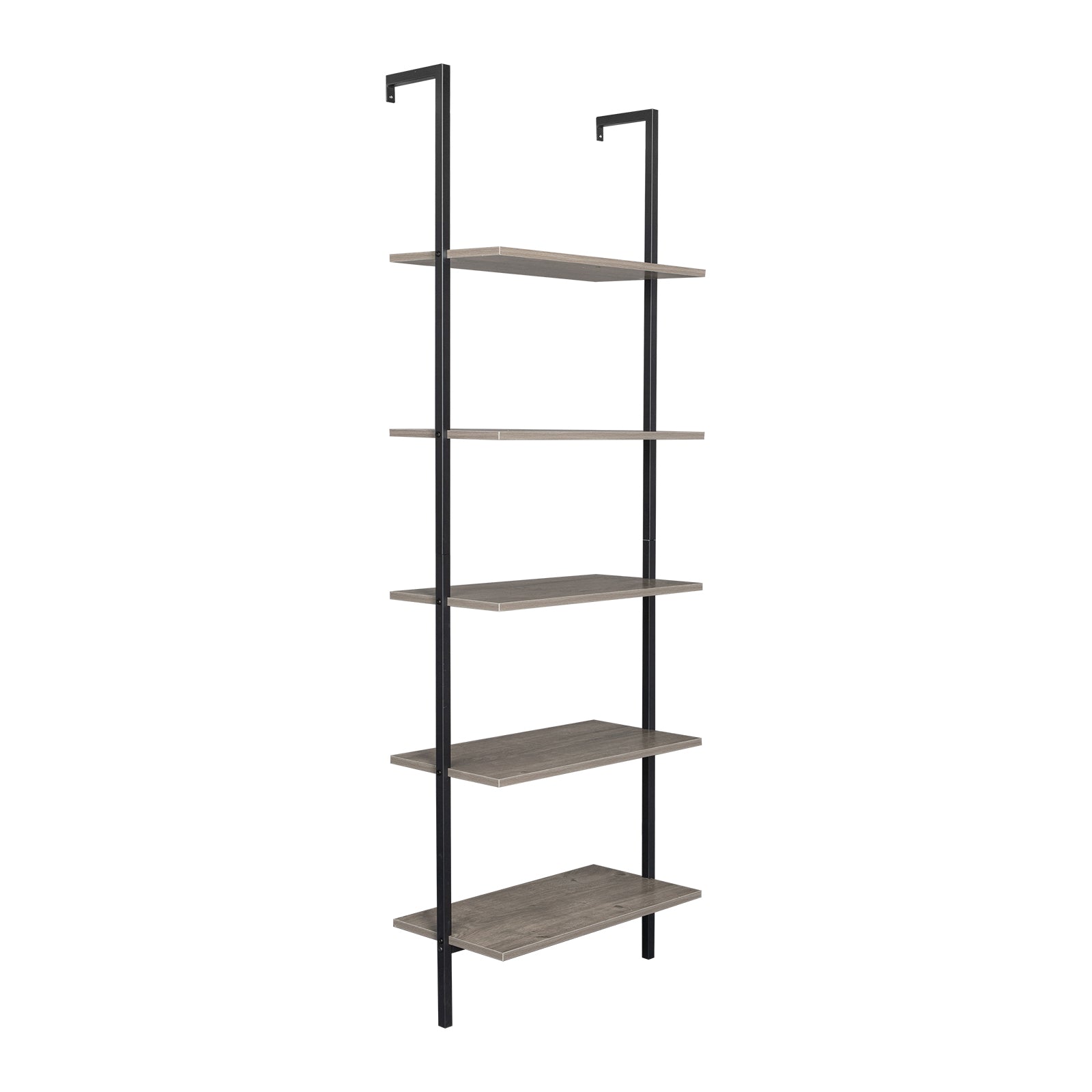ZNTS 5-Shelf Wood Ladder Bookcase with Metal Frame, Industrial 5-Tier Modern Ladder Shelf Wood 77969360