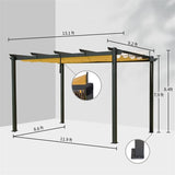 ZNTS Outdoor Retractable Pergola with Weather-Resistant Sun Shade Canopy, Aluminum Pergola Gazebo for W1859110170