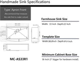 ZNTS 33 Black Farmhouse Sink - 33 x 22 inches Apron Front Workstation Gunmetal Black Stainless Steel 16 W124359409