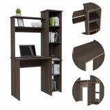 ZNTS Marston 6-Shelf Writing Desk with Built-in Bookcase Smokey Oak B06280292