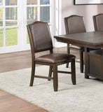 ZNTS Classic Design Brown / Rustic Espresso Finish Faux Leather Set of 2 Side Chairs Dining Room B011P160041