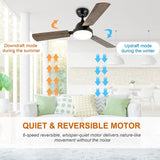 ZNTS Simple Deluxe 44-inch Ceiling Fan with LED Light and Remote Control, 6-Speed Modes, 2 Rotating Modes HIFANXCEIL44WOOD