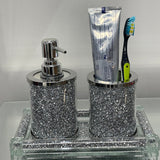 ZNTS Ambrose Exquisite 3 Piece Soap Dispenser and Toothbrush Holder with Tray B03050685