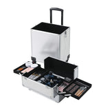 ZNTS 4-in-1 Draw-bar Style Interchangeable Aluminum Rolling Makeup Case Silver 59019860
