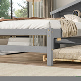 ZNTS Twin Storage House Bed for kids with Bedside Table, Trundle, Grey W50457988