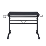 ZNTS Techni Mobili Rolling Writing Desk with Height Adjustable Desktop and Moveable Shelf, Black RTA-3800SU-BK