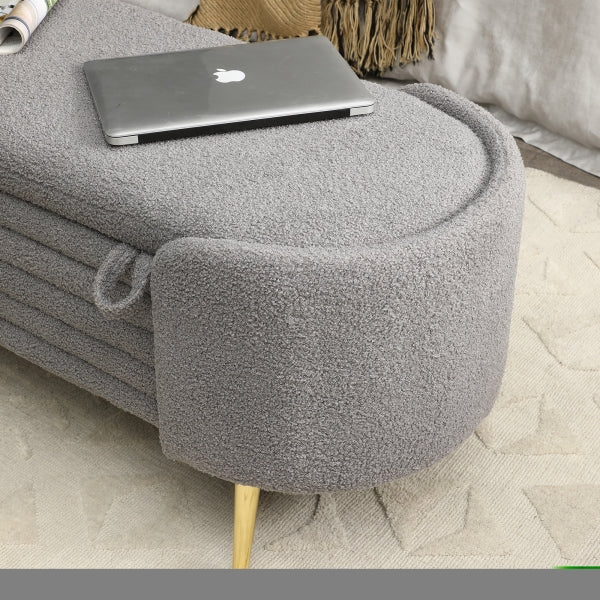 ZNTS Modern End of Bed Bench with Storage Upholstered Sherpa Fabric Large Storage Bench Ottoman Shoe W1117107094