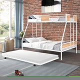 ZNTS Metal Twin over Full Bunk Bed with Trundle/ Heavy-duty Sturdy Metal/ Noise Reduced/ Safety W42752429