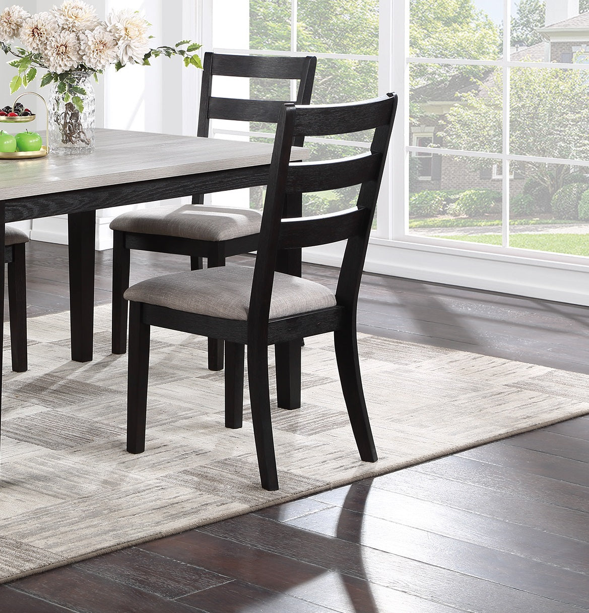 ZNTS Classic Stylish Black Finish 5pc Dining Set Kitchen Dinette Wooden Top Table and Chairs Upholstered B011119011