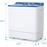 ZNTS Twin Tub with Built-in Drain Pump XPB65-2288S 26Lbs Semi-automatic Twin Tube Washing Machine for 73805830