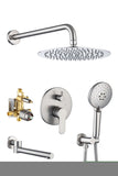 ZNTS Tub Shower Faucets Sets Complete Bathtub Faucet Set Brushed Nickel Bathtub Shower System with Tub D96203BN