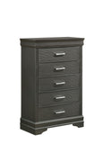 ZNTS Modern Brooklyn 5 Drawers Chest made with Wood in Gray 733569277797