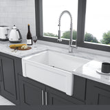 ZNTS Whitehouse Sink - 30 inch Kitchen Sink Apron-front White Ceramic Reversible Single Bowl Kitchen W124352754