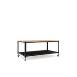 ZNTS 18.11 H x 23.62 W x 42 D Rustic/ Black Modern Rolling Coffee Table with Rolling Castors and 2 B085114755