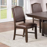 ZNTS Classic Design Brown / Rustic Espresso Finish Faux Leather Set of 2 Side Chairs Dining Room B011P160041