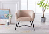ZNTS Luxurious Design 1pc Accent Chair Beige Velvet Clean Line Design Fabric Upholstered Metal Legs B01166684