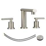 ZNTS Brushed Nickel Widespread Bathroom Faucet, Waterfall Bathroom Faucets for Sink 3 Hole, 2-Handles 93647553