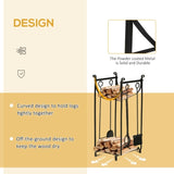 ZNTS Firewood Rack with Fireplace Tools, Indoor Outdoor Firewood Holder, Flat Bottom with 2 Tiers for W2225142610