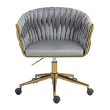 ZNTS Modern design the backrest is hand-woven Office chair,Vanity chairs with wheels,Height W2215P147915