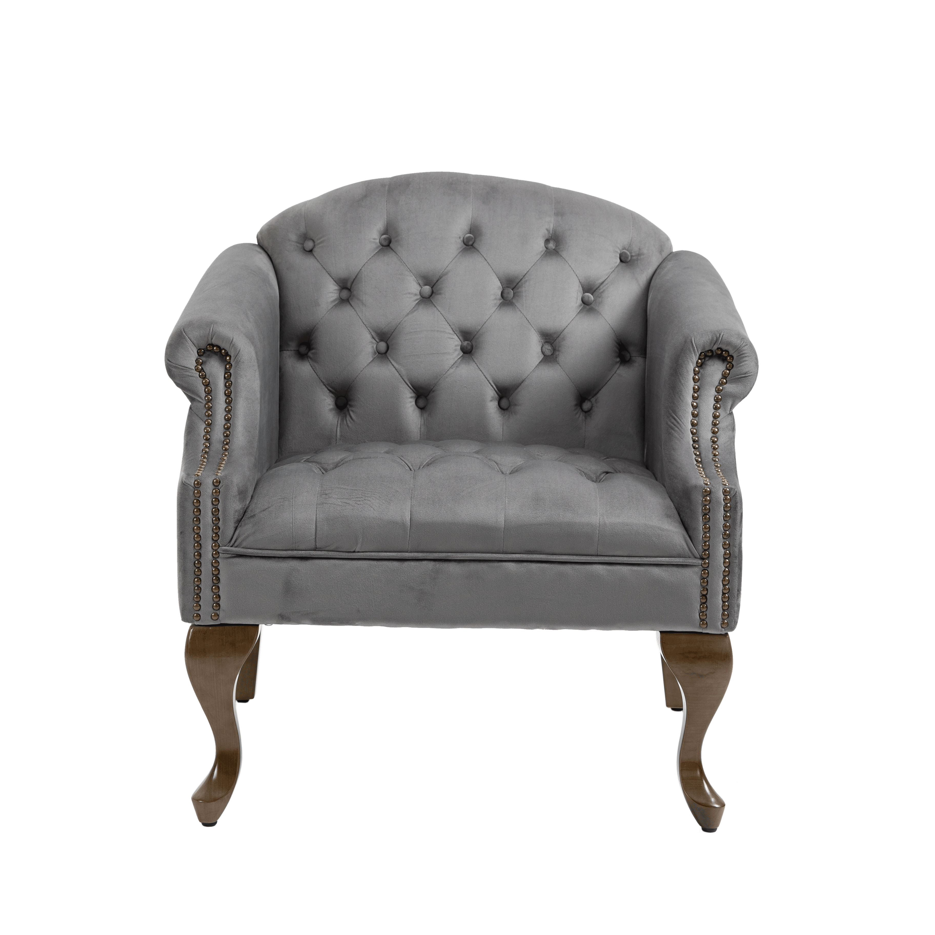 ZNTS Upholstered Accent Chair for Bedroom Living Room Chairs Lounge Chair  with Wood Legs Gray Velvet W133364233