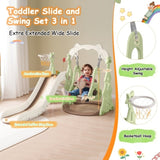 ZNTS Toddler Slide and Swing Set 3 in 1, Kids Playground Climber Swing Playset with Basketball Hoops PP322877AAF