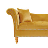 ZNTS Velvet Sofa Stool with 2 Pillows in Light Brown 74525502