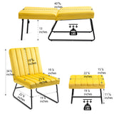 ZNTS Yellow Modern Lazy Lounge Chair, Contemporary Single Leisure Upholstered Sofa Chair Set W116470734