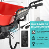 ZNTS RedRock Wheelbarrow Utility Cart Electric Powered 24V DC 180W AGM Battery 330lbs Max ET295652RED