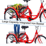 ZNTS Adult Tricycle Trikes,3-Wheel Bikes,24 Inch Wheels 7 Speed Cruiser Bicycles with Large Shopping W101966200