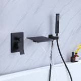 ZNTS Waterfall Wall Mounted Tub Filler With Handheld Shower SHBB861MB